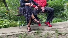 Play BBW MILF Jerks Off Big Cock Outside