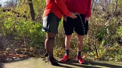 Play BBW MILF Fetish: Public Outdoor Piss in Nylons for Stepson in Law