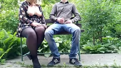 Play Outdoor Handjob with a Chubby MILF