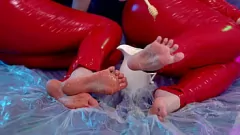 Play Lesbian Blonde BBWs in Latex & PVC Feet Fetish